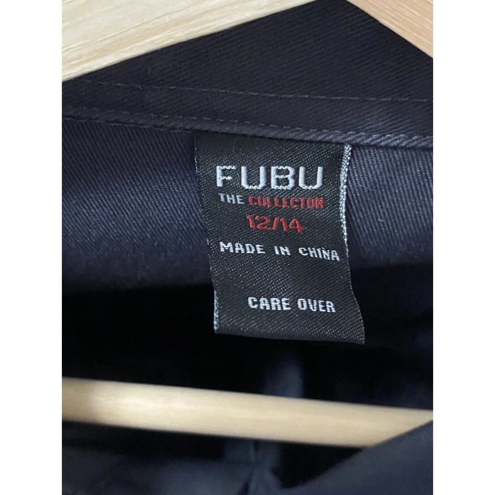 Fubu The Collection Shirt Shacket Jacket Youth 12/14 Dark Gray Button Up‎